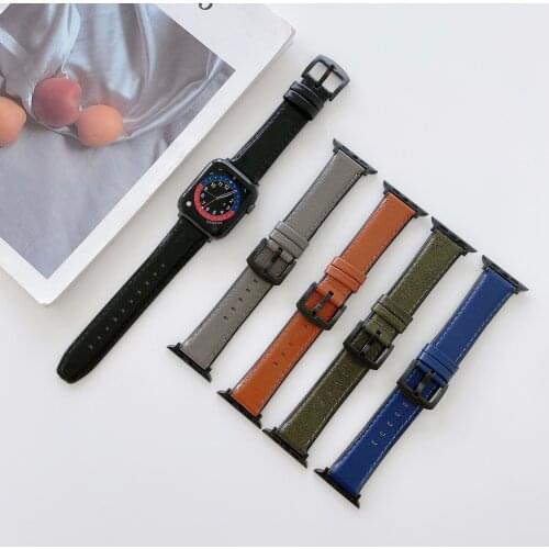 Fashion movement Leather Band Loop Strap For Apple Watch 4 3 2 1 38mm 40mm , Leather Watch Band for iwatch 5 44mm 42mm Bracelet