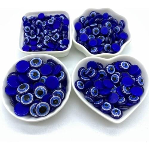 6mm 8mm 10mm 12mm 14mm Blue Half Round Shape Spacer Beads Evil Eye Beads Resin Flat Back Beads For Jewelry Making