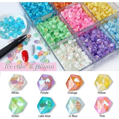 30/100pcs Mocha Ice cube Shape Rhinestones Nail Art Shiny Crystals 3D Strass Charm Glass Gem Manicure Nail Accessories