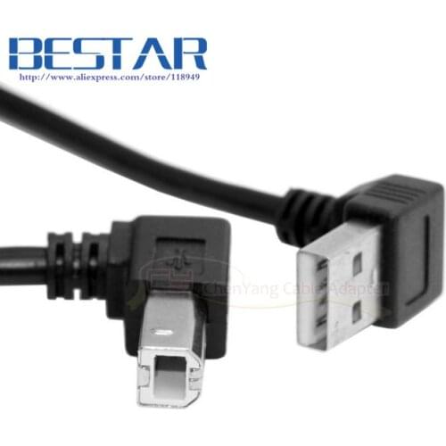 Down Angled USB 2.0 A Male to B Male Up Angled 90 Degree Printer Scanner HDD Cable 35cm