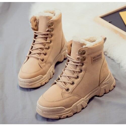 2021 New Winter Women High Help Sneakers Ankle Boots Female Outdoor Vulcanized Shoes Girls Chunky Snow Booties Chaussures Femme