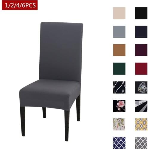 1/2/4/6Pcs Solid Color Stretch Chair Cover Spandex Universal Removable Dining Chair Protection Covers For Wedding Banquet Hotel