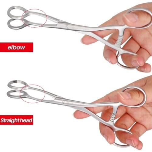 1pc Elbow/Straight Head Tongue Forceps Nose Lip Ear Clamp Pliers Tool Body Plier Clamp for Dentist Clinic HIgh Quality