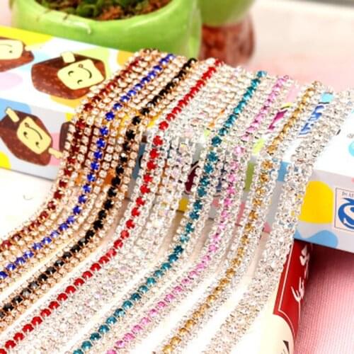 1 yard New Design 9mm Wide Silver Base Cup Claw Colorful Crystal Rhinestone Chain for Dress Decoration Trim Applique