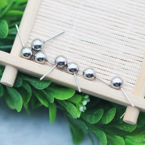 20pcs 316L Stainless Steel Ball Shape Earrings Stud Butterfly Clasp Push Prevent Allergy Steel Ball Ear Pin For Girls&Women