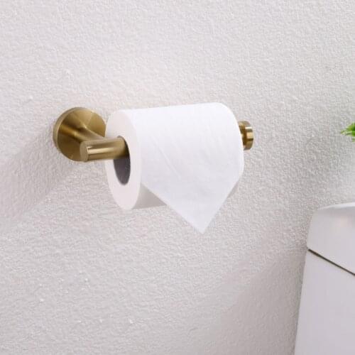 304 Stainless Steel Roll Paper Holder Wall Mounted Gold Toilet Paper Holder Bathroom Hardaware Set Brushed Tissue Paper Shelf