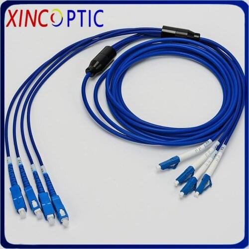 4 core Armored Patch Cord 7M Single Mode 4core SM PVC Jacke SC LC FC ST 4 fibers 7 Meters Armored Optical Fiber Jumper Cable