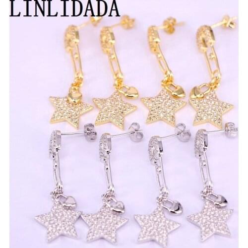 5Pair Clear Cz Zirconia Star Earrings Fashion Gold Filled Women Earrings Elegant CZ Jewelry Gifts