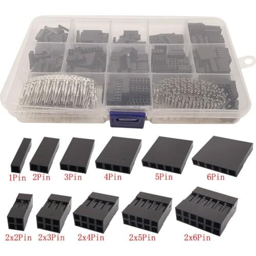 620Pcs/Box 2.54MM Pin Header Housing Connector Jumper Wire Cable Kit Male Female Crimp Terminals Connectors