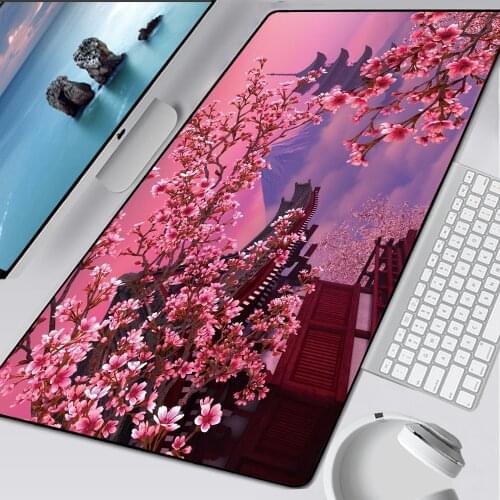 900x400/300X600mm Pink Flower Large Locking Edge Gaming Mouse Pad Mousepad Gamer Computer Desk Mat Table Pad Gaming Accessories