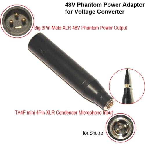 XLR-4 Best Quality 48V Instrument Microphone Phantom Power Adaptor of TA4F 4Pin Mini Male XLR to Big 3Pin Male XLR for Mixer