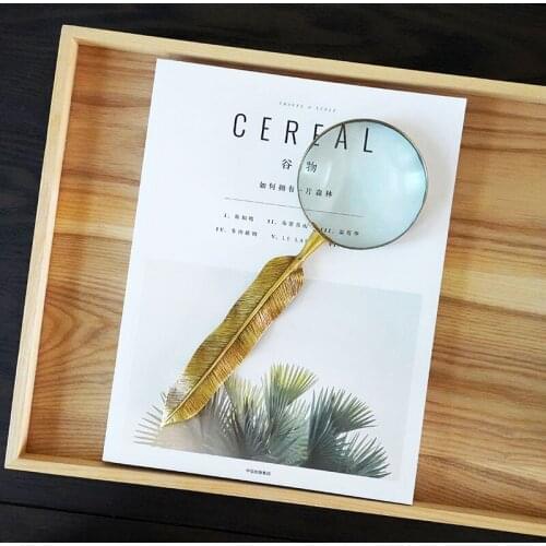 American simple brass feather handle creative magnifying glass handmade craft study light luxury ornaments