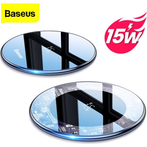 Baseus 15W Qi Wireless Charger for iPhone 12 11 Pro Max Xs Induction Fast Wireless Charging Pad for Samsung Xiaomi POCO X3 M3 F3