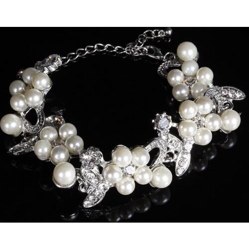New Style Bridal Pearl Bracelet Women Gril Fashion Jewellery Wedding Pageant Party Sparkling Gorgeous Party Show EE9004