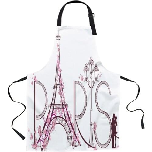 France Paris Eiffel Tower Pink White Aprons for Women Men Kid Cooking Baking Apron Kitchen Utility Equipment Accessories