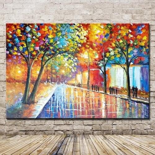 Mintura Art New Hand Painted Knife Landscape Oil Painting For Living Room Home Decor Wall Art Pictures Canvas Paintings Original