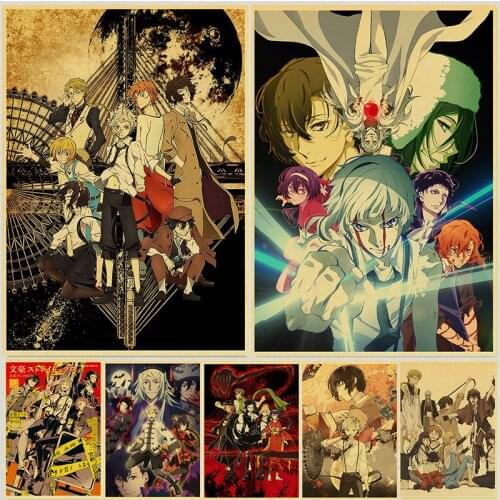 WTQ Canvas Painting Japanese Anime Posters Bungo Stray Dogs Retro Poster Wall Decor Wall Art Picture Room Decor Home Decor