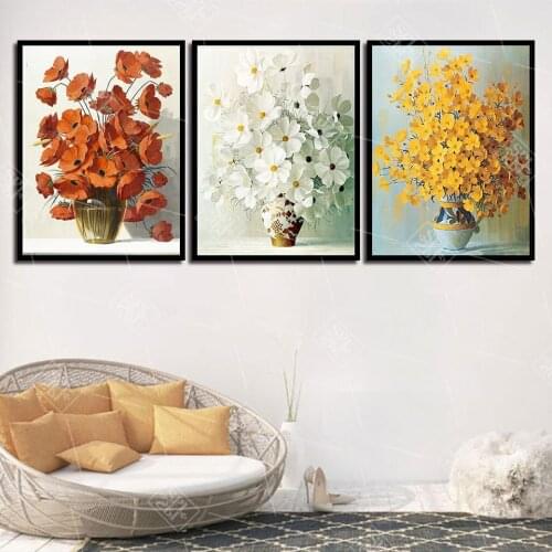 Watercolor Decoration Painting Nordic Style Daisy Flower Posters and Prints Wall A4 Art Canvas Picture for Kitchen Room No Frame