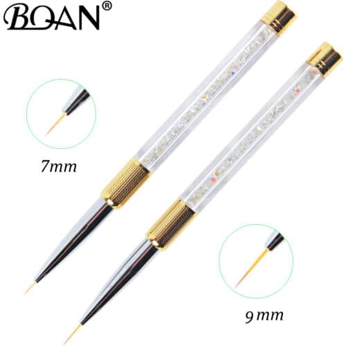 BQAN 10 PCS Crystal Handle 7/9/11mm Drawing Brush Liner Brush Painting Pen Gel Polish Crystal Nail Art Manicure Tools