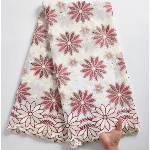 SJD LACE High Quaiity African Lace Fabrics Swiss Voile Lace Nigerian Lace With Stones Embroidery Cotton For Wedding Dress A 2317