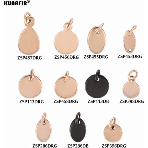KUNAFIR with jump ring Rose gold Black color ordinary polishing with Laser engraving logo tail chain label jewelry accessories
