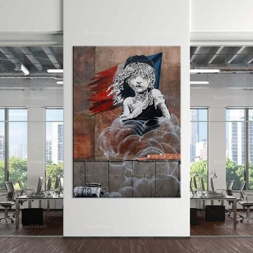 Les misérables - Banksy wall art canvas - Français street art - Toile d’art mural surdimensionné - Graffiti wall art canvas - Fr