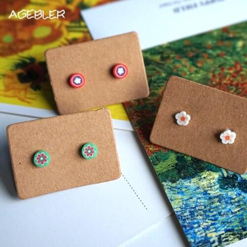 Hot Sell Wholesale Earings Stud Women Jewelry Cute Green Flower Pattern Earrings for Girl Kids Gift 100% Handmade P11