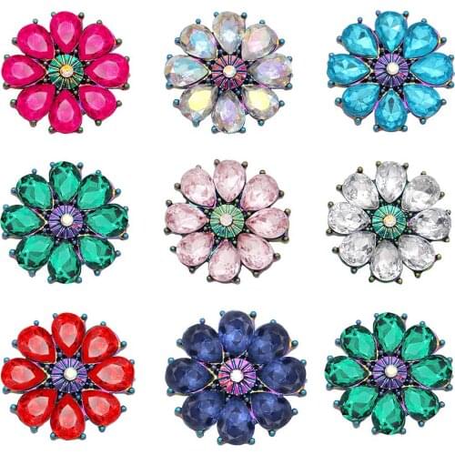 Flower Crystal 18mm Metal Snap Jewelry DIY bracelet KC2262