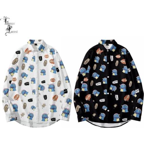 Cute Little Dinosaur 3D Printing Unisex Shirt Women/Men Casual Long Sleeve Cool Loose Button Streetwear Overclothes Oversize 6XL