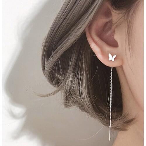 Fashion Simple Butterfly Earrings Female Mid-length Temperament High-end Butterfly Earrings Tassel Earrings Accessories 2021 New