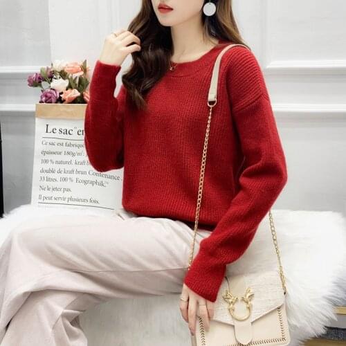 Fashion Round Neck Sweater Women 2020 Autumn Winter Loose Short Korean Version of The Wild Pullover Knit Bottoming Shirt Female