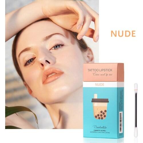 20 pcs Set Cotton Swab Lipsticks Cigarette Case Portable Lipsticks Cosmetics Waterproof Tattoo Lipstick Liquid Lip Tint Lipgloss
