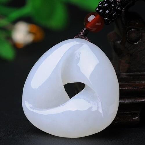 Natural top brand white jade pendant hand-carved turn around jade pendants brand men necklace jadeite jade jewelry jade necklace