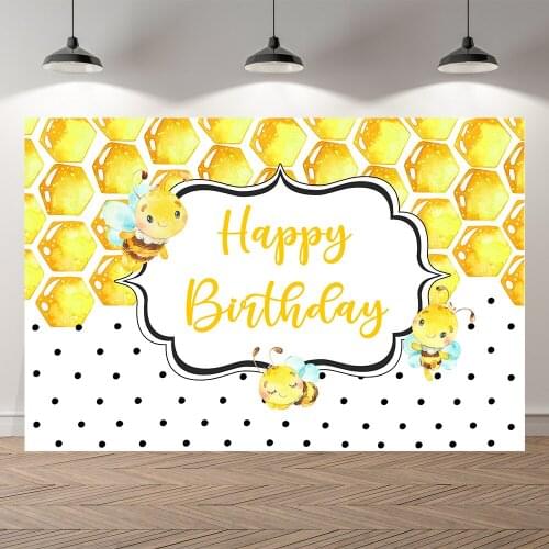 Neoback Cute Bees Honeycomb Autumn Baby Shower Party Backdrop Customized Kids Birthday Decorations Background Photocall