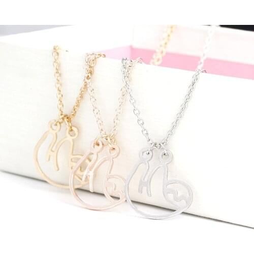 New Cute animal hollow fun little sloth pendant necklace geometric Origami monkey sloth Nice Gift for Friendsy necklace jewelry