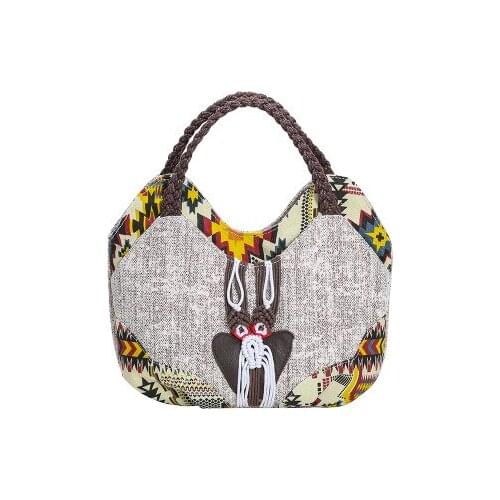 New String Appliques Women Shopping Handbags!All-match National Embossing Lady Small Top-Handle bags Nice Canvas Saddle Carrier