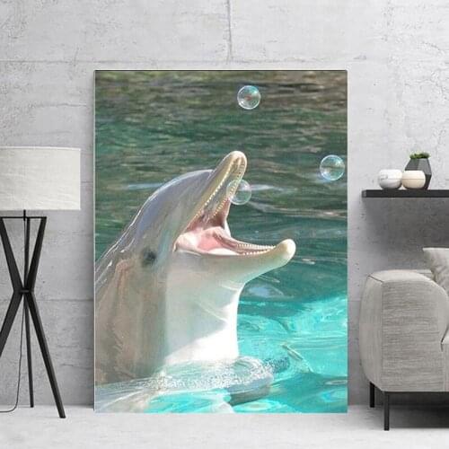 New 5D DIY Dolphin Sea Turtle Beach Rhinestone Cross Stitch Square Animal Diamond Mosaic Embroidery Sale Home Decoration Gift