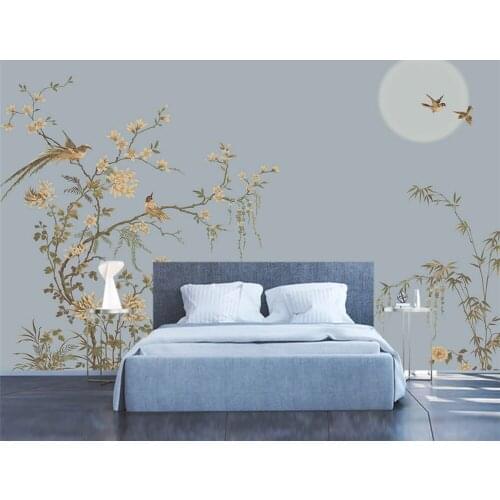 Beibehang Custom fashion wall papers home decor wallpaper modern new Chinese hand-painted plum soft bag background papier peint