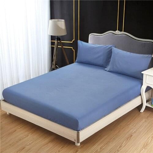 Solid Color Fitted Sheet Mattress Cover Linens Sanding Bed Sheets With Elastic Band Single Queen King Colchón de cama