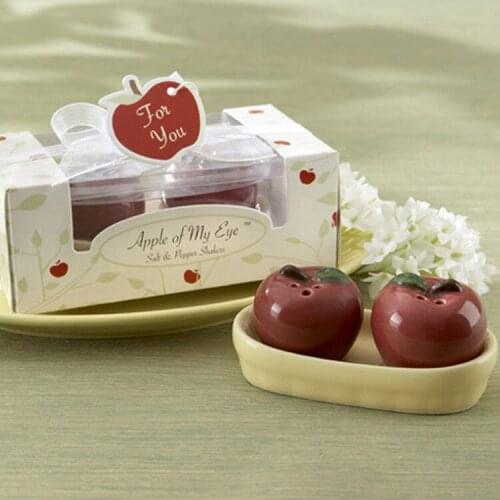 Christmas Gifts Ceramic Red Apple Salt and Pepper shaker Party supplies 200pcs=100set lin5013
