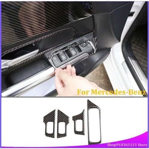 For Mercedes-Benz B-Class GLB 2020 Glass Lifting Switch Sticker Real Carbon Fiber (Soft) Car Interior Modification Accessories