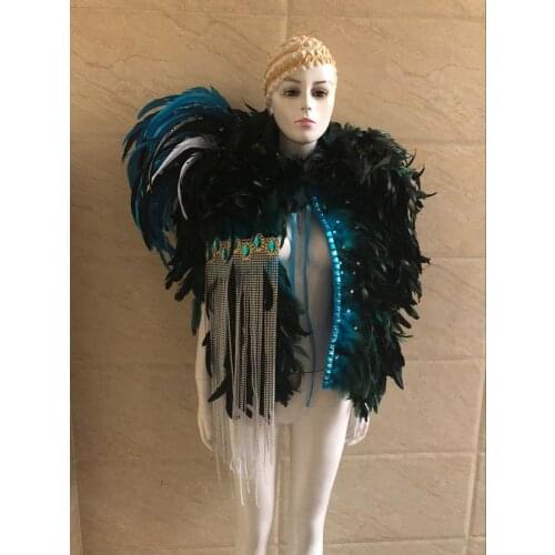 The shows victoria cabaret stage clothes skirt big angel feather wing headdress wings costume set for women