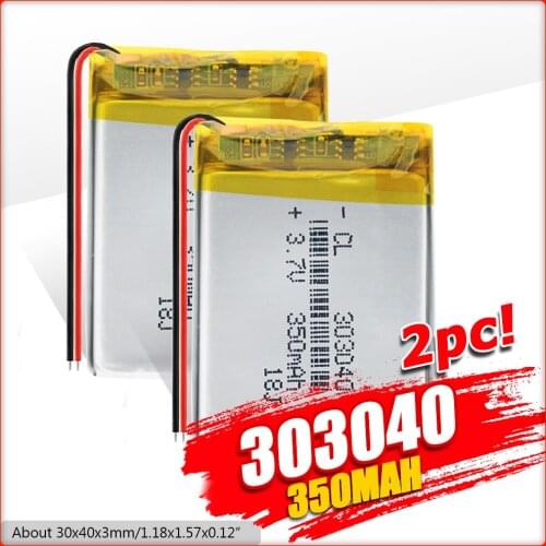 1/2/4 Pieces 350mAh Lithium Polymer Lipo Batteries 3.7v 303040 350mAh LED Light GPS Mini Camera Driving Recorder Battery Replace