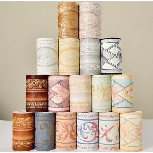 1Pcs 5M long Vintage Stickers Waistline Wall baseboard Waterproof Borders Kitchen bedroom living room Bathroom wall wallpaper