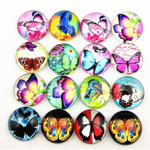 10pcs colorful Butterfly,Mandala,Tree of life,Peacock feathers Glass Cabochon random mix for Necklace bracelet Earrings keychain