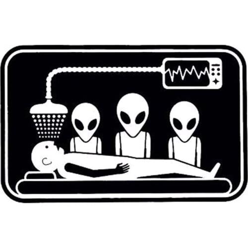 14.1cm*9cm Cartoon Interesting Alien Abduction Aliens Outer Space Ufo Vinyl Decal Car Sticker S6-3350