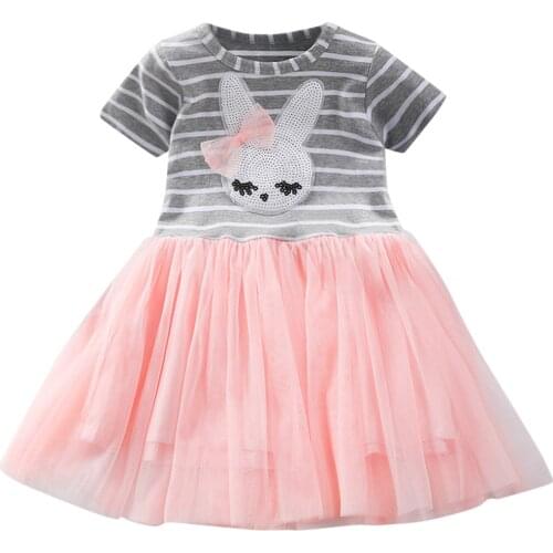 2021 Summer Easter Day Dress Toddler Baby Kids Girls Striped Rabbit Bunny Tulle Princess Dress Clothes Princess Dress For Kids