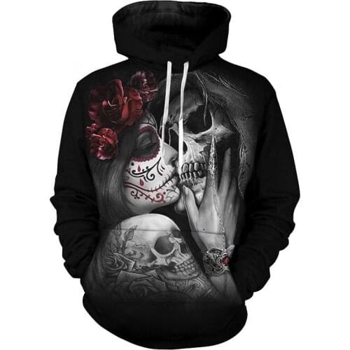 2021 high quality Hoodie skull beauty kiss fashion sweatshirts Long Sleeve printed black Hoodies Coats plus size men/women s-6xl