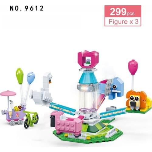 299Pcs Girls Series Rotating Animals Carousel Building Blocks Friends Park Carnival Of Joy Assembly Bricks Toy For Children Gift