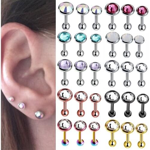 3Pcs/set Surgical Steel Earring For Women Tragus Cartilage Piercing Barbells Ear Studs Jewelry Mixed 3mm 4mm 5mm